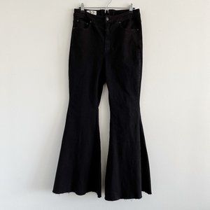 Free People We The Free Crvy High Rise Flare Bellbottom Jeans 32 Black Retro